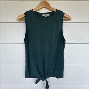 Green Envelope Dark Green Muscle Tee with Tie Front